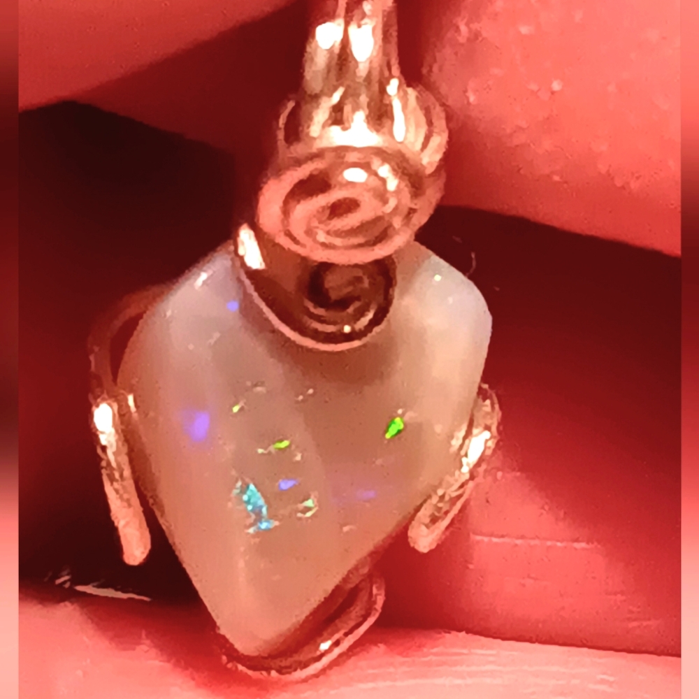 Australian Opal Mintabie Pendant Sterling Silver New Freeform